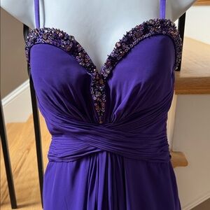 La Femme grape purple formal chiffon cotillion gown prom pageant dress 8 modest